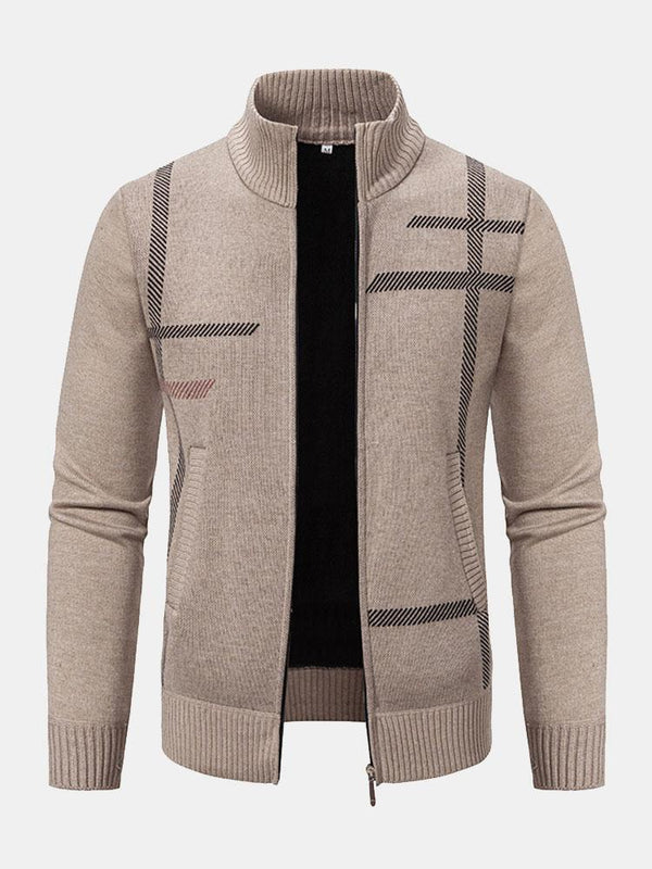 Klassischer Strickpullover Mit Karomuster Für Herren | Reißverschluss