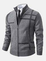 Klassischer Strickpullover Mit Karomuster Für Herren | Reißverschluss