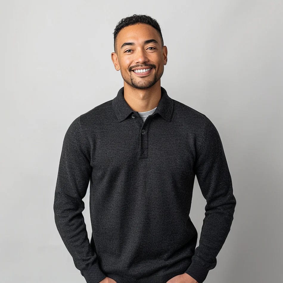 Gestricktes Poloshirt Für Herren | Lange Ärmel