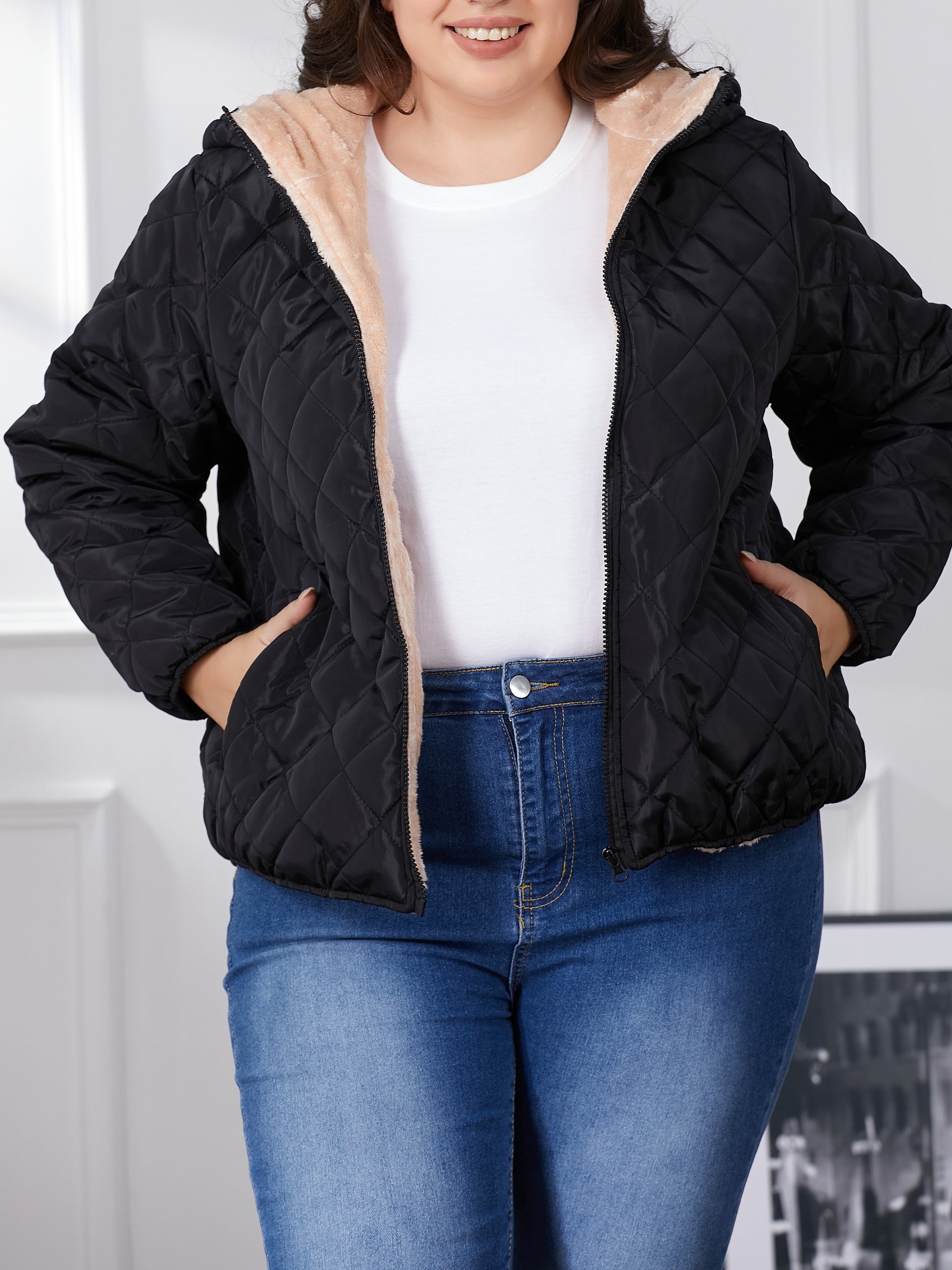 Damen Schwarze Jacke Mit Langarm | Winter
