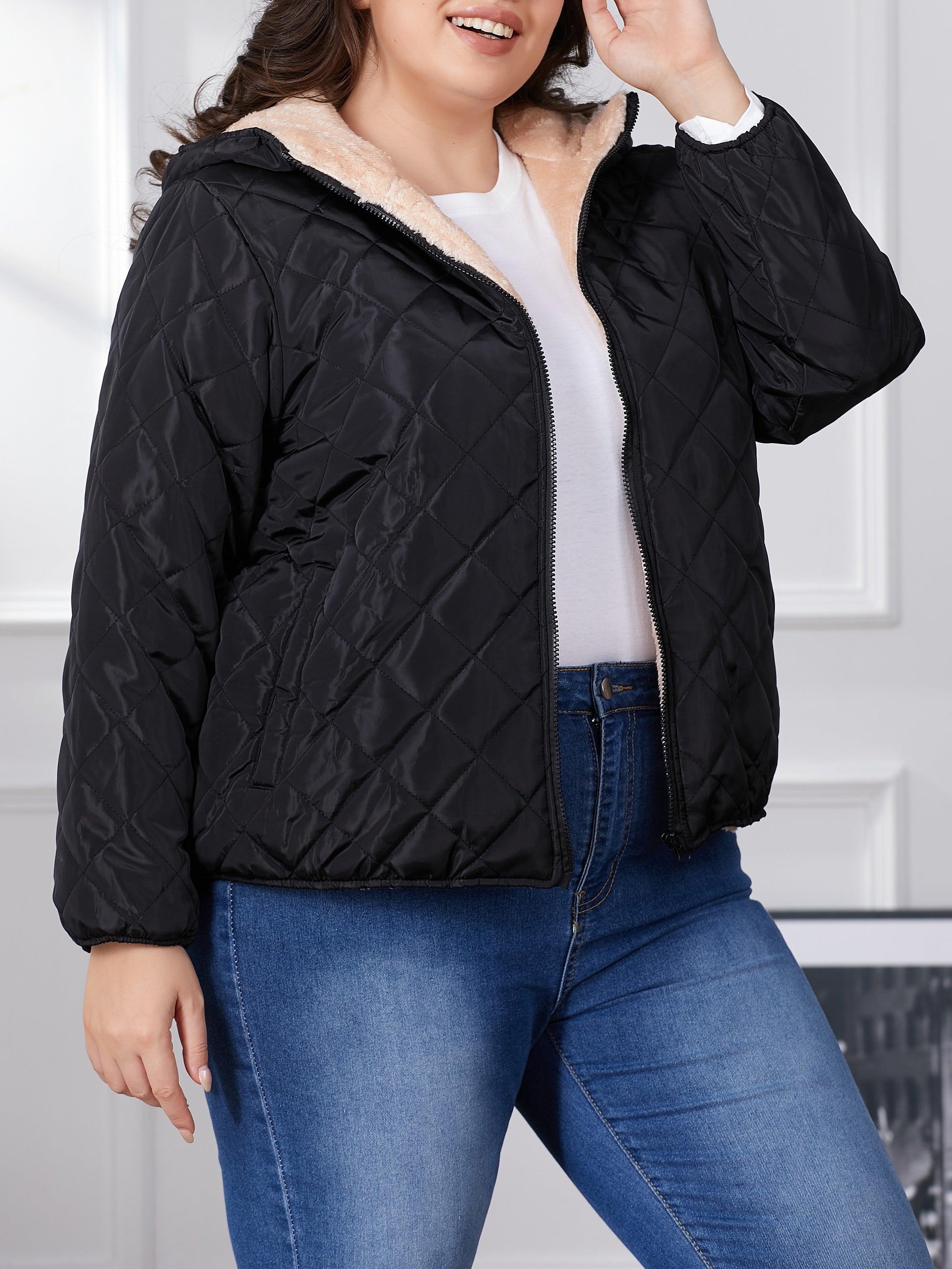 Damen Schwarze Jacke Mit Langarm | Winter