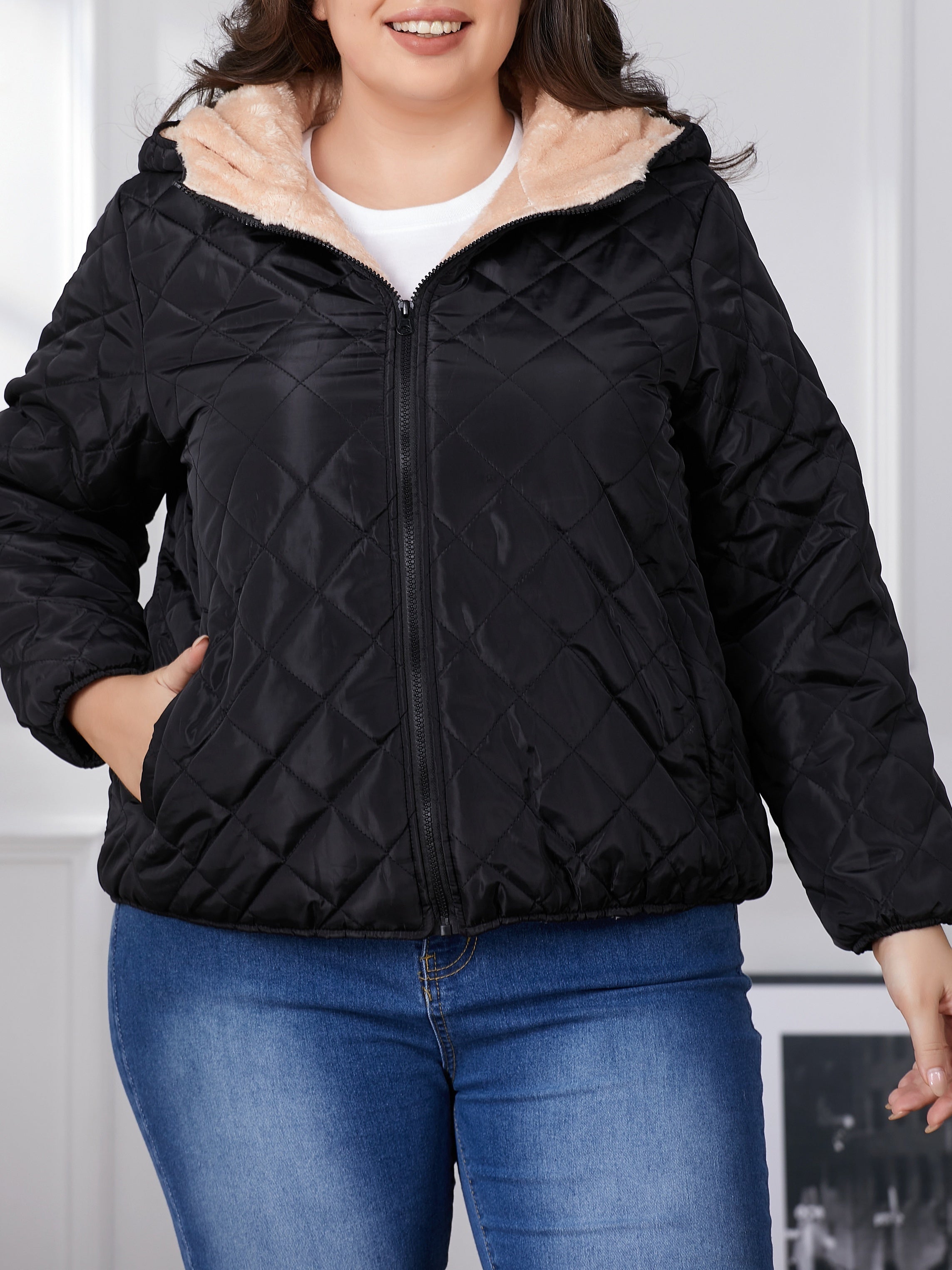 Damen Schwarze Jacke Mit Langarm | Winter