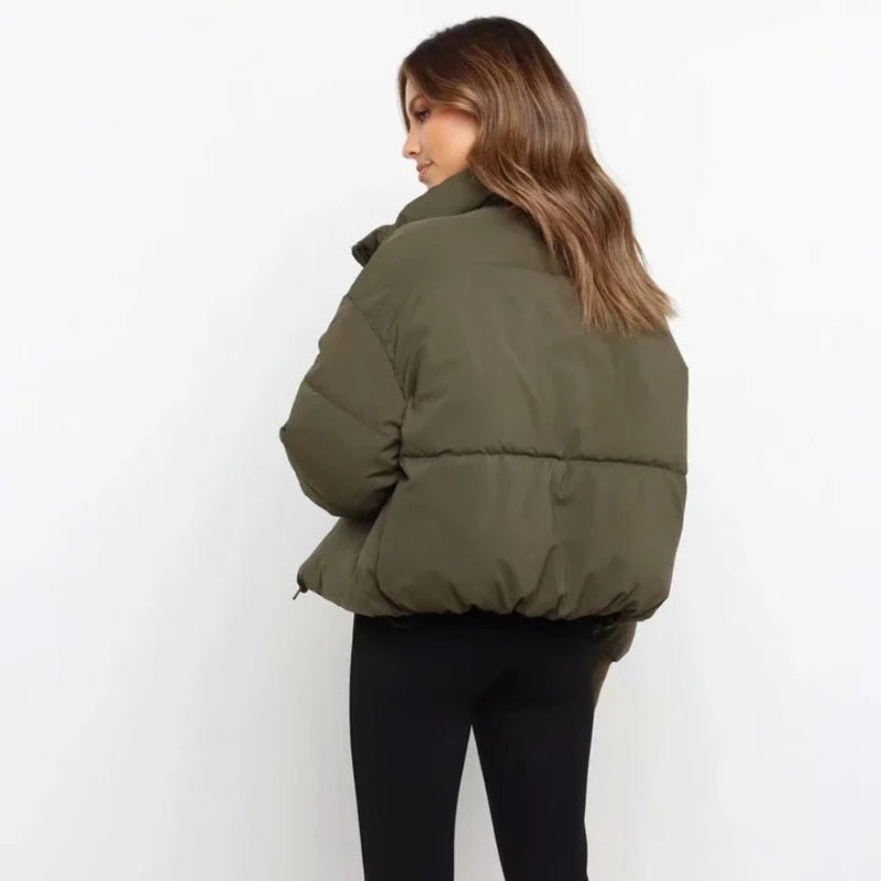 Damen Stylische Pufferjacke Mit Reißverschluss | Winter