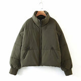 Damen Stylische Pufferjacke Mit Reißverschluss | Winter