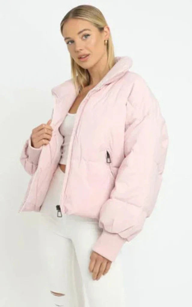 Damen Stylische Pufferjacke Mit Reißverschluss | Winter