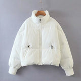 Damen Stylische Pufferjacke Mit Reißverschluss | Winter