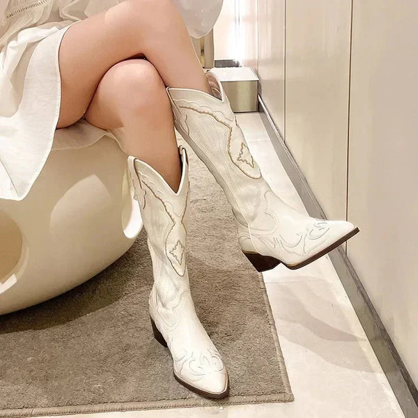 Damen-Cowboystiefel Mit Blockabsatz