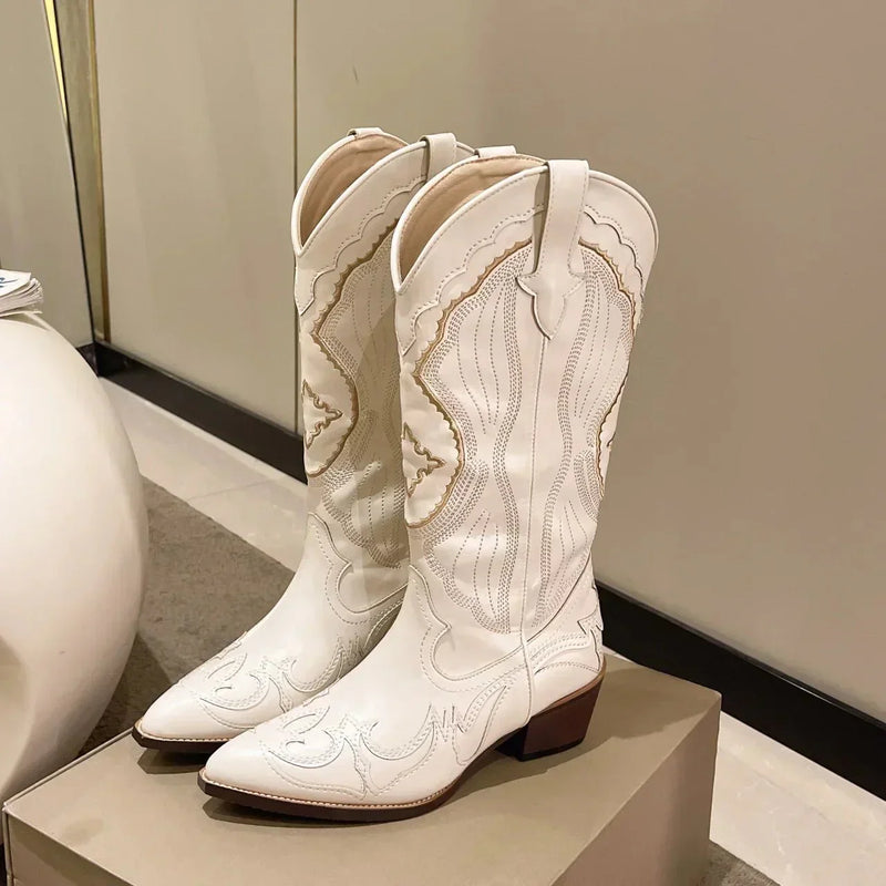 Damen-Cowboystiefel Mit Blockabsatz