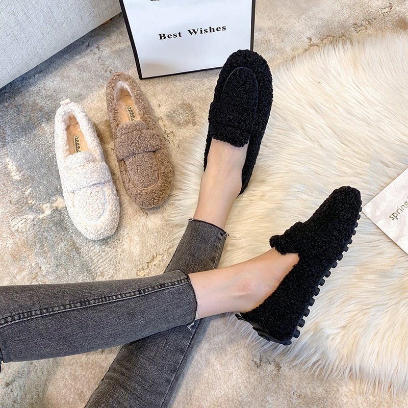 Damen Plüsch-Loafer Für Kalte Tage | Flache Sohle