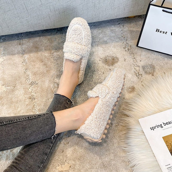 Damen Plüsch-Loafer Für Kalte Tage | Flache Sohle