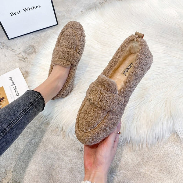Damen Plüsch-Loafer Für Kalte Tage | Flache Sohle