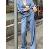 Damen Winter-Set Aus Strickjacke Und Hose | V-Ausschnitt