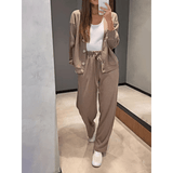 Damen Winter-Set Aus Strickjacke Und Hose | V-Ausschnitt