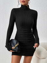 Figurbetontes Minikleid | Rollkragen