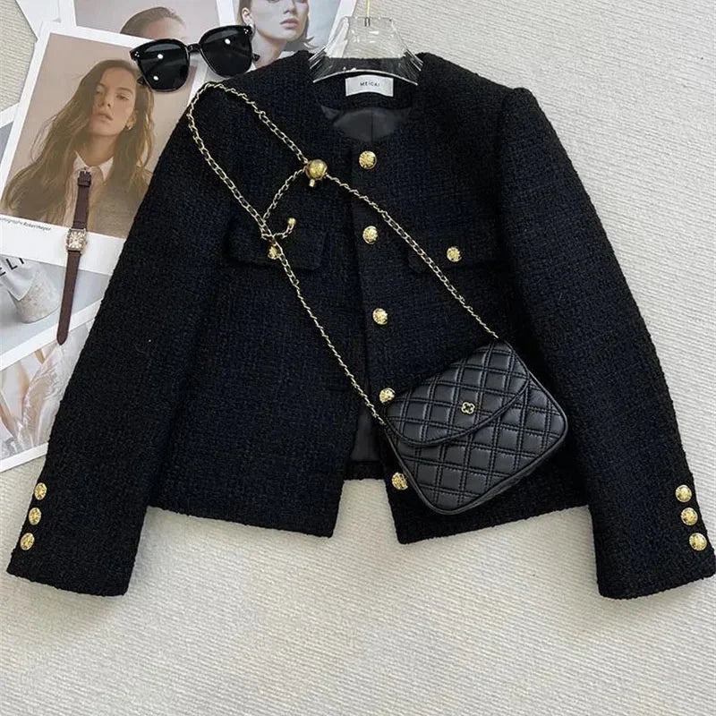 Klassischer Button-Down-Blazer Für Damen | Rundhals