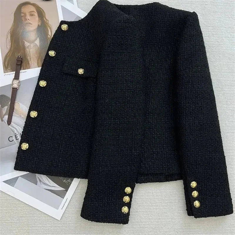 Klassischer Button-Down-Blazer Für Damen | Rundhals