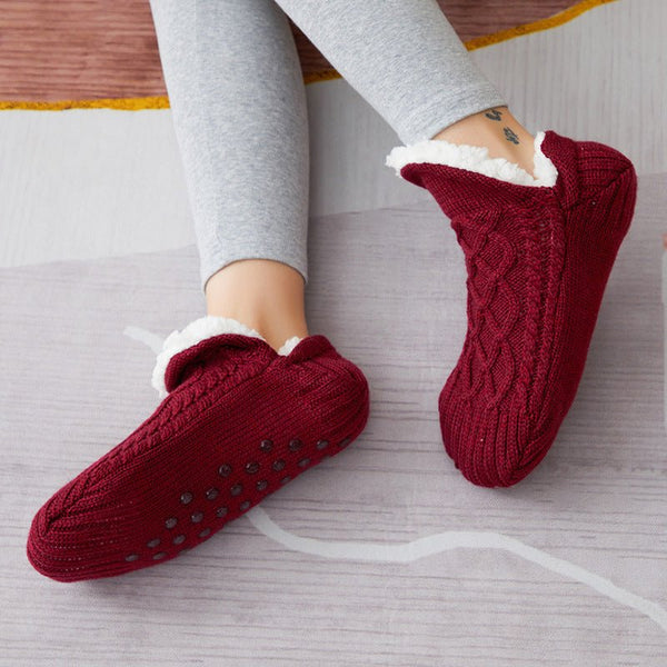 Gestrickte Hausschuhsocken Mit Fleecefutter Für Damen | Winter