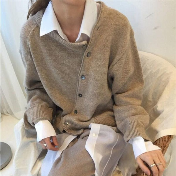 Lässige Kaschmirjacke Für Damen Mit Knopfdetails | Langarm