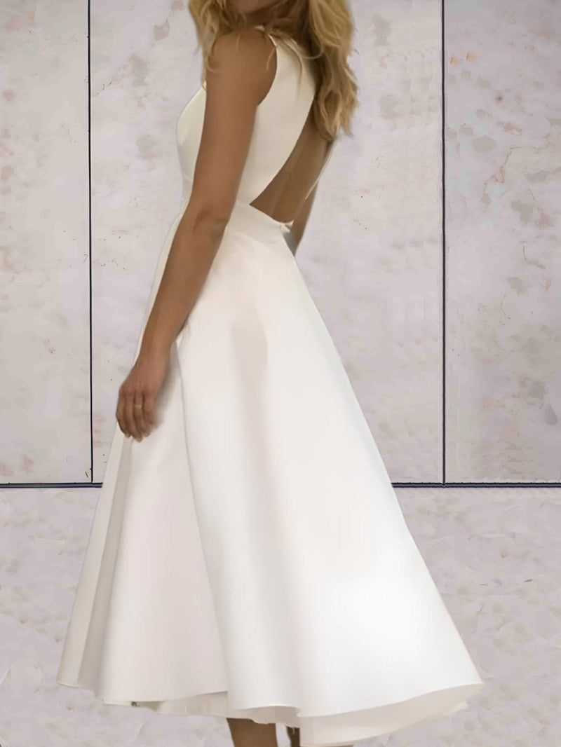 Cecelia - Minimalistisches ärmelloses Minibrautkleid