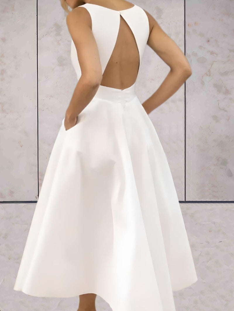 Cecelia - Minimalistisches ärmelloses Minibrautkleid