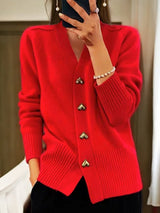 Cardigan Mit V-ausschnitt Für Damen | Mit Herzknöpfen