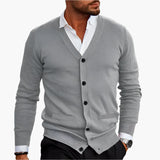 Lässiger Herren-Wintercardigan Mit V-Ausschnitt Und Knöpfen | Lange Ärmel