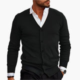 Lässiger Herren-Wintercardigan Mit V-Ausschnitt Und Knöpfen | Lange Ärmel