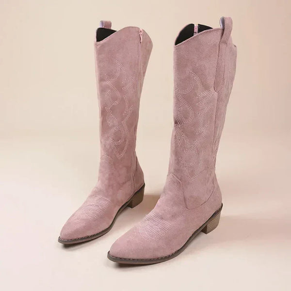 Lässige Cowboystiefel Mit Stickerei Für Damen | Niedriger Absatz