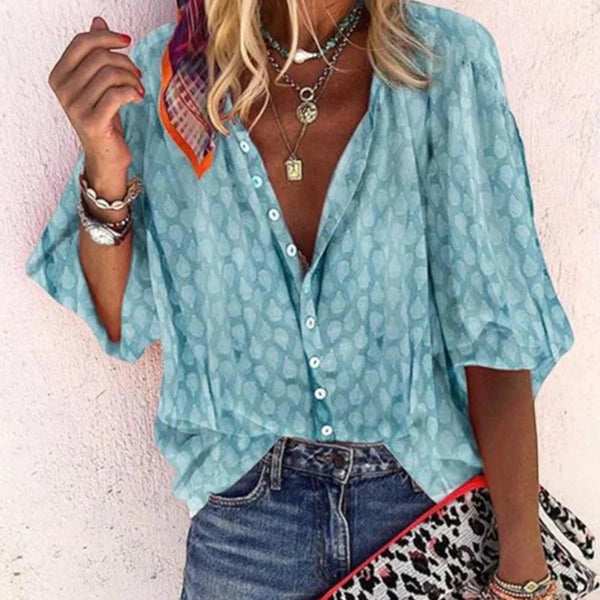Chaveli | Bequeme Bluse Mit V-ausschnitt Für Frauen | Kurze Ärmel