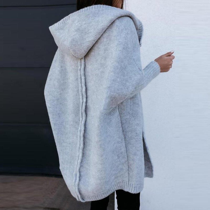 Lässiger Long-Strickcardigan Mit Kapuze Für Damen | Oversize