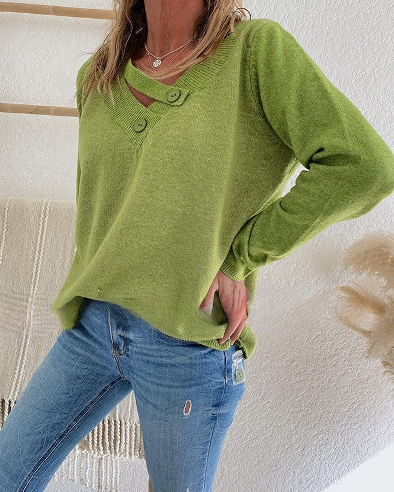 Aliana - Asymmetrisch geschnittener Pullover mit Knopfverschluss