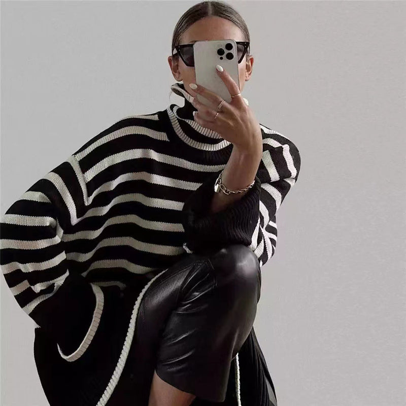 Milena - Gestreifter Rollkragenpullover