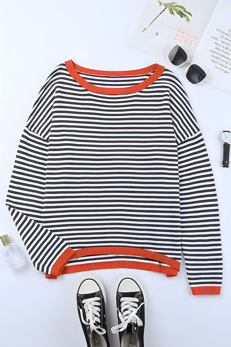 Jolie - Gestreifter Drop-Shoulder-Pullover