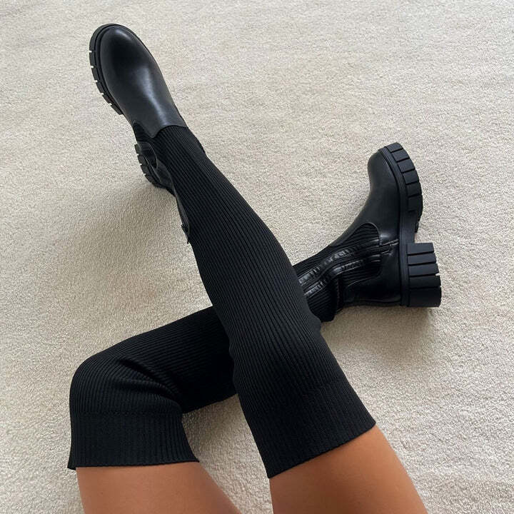 Mendy - Kniehoher Stretch-Stiefel