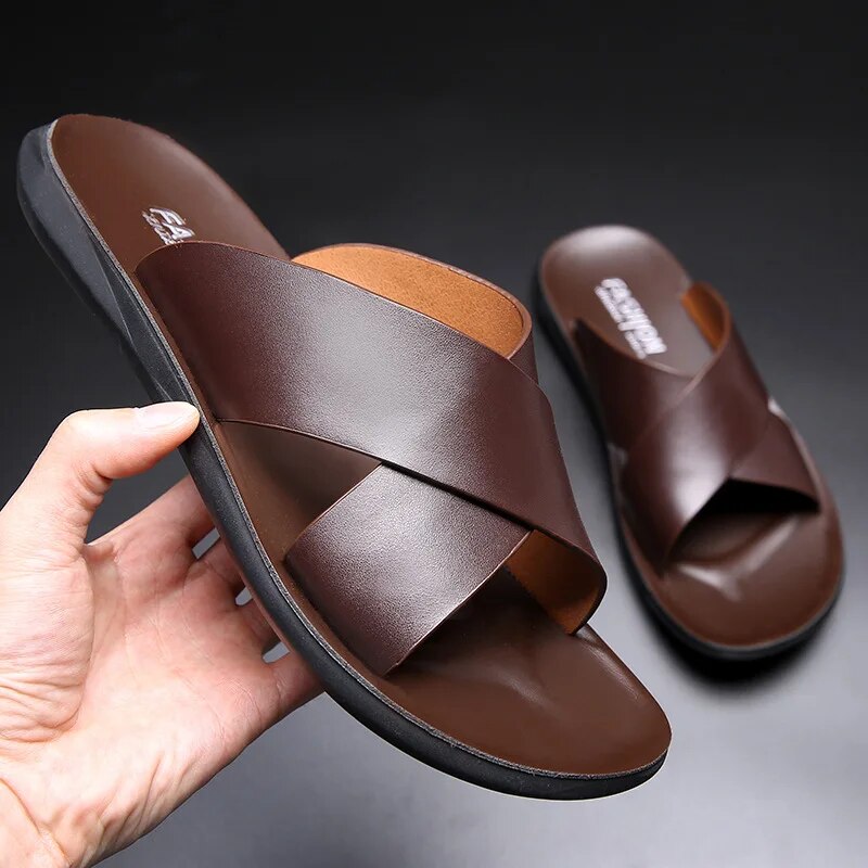 Jan - Lässige rutschfeste Ledersandalen