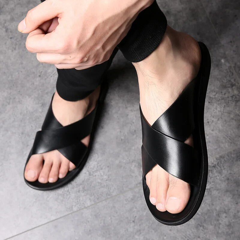 Jan - Lässige rutschfeste Ledersandalen