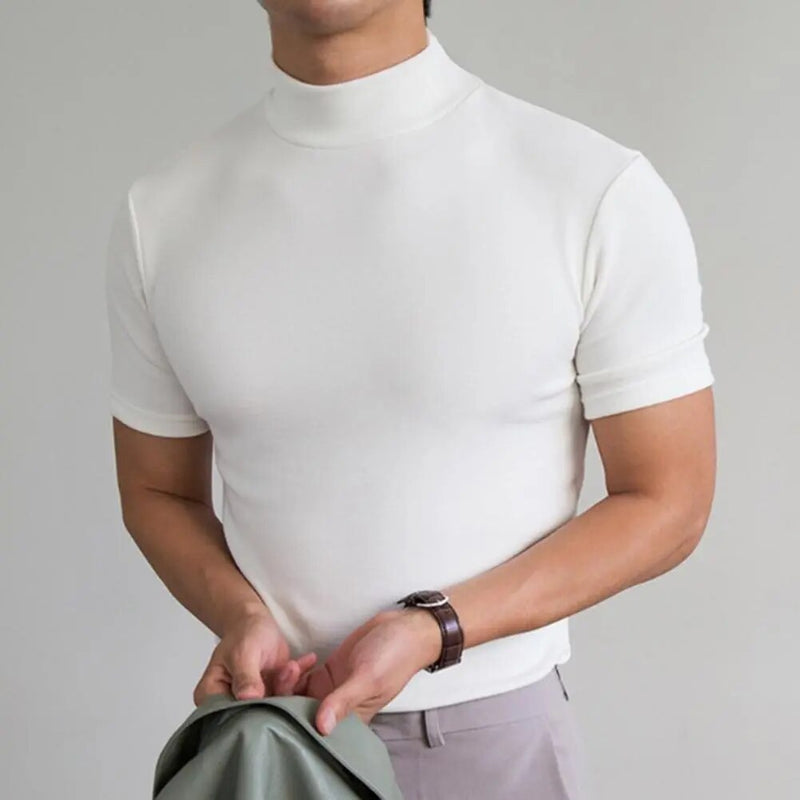 Dario - Basic T-Shirt mit hohem Kragen