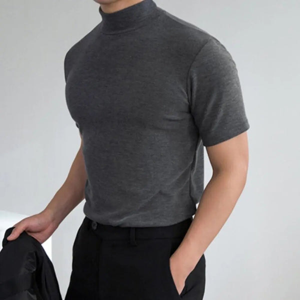 Dario - Basic T-Shirt mit hohem Kragen
